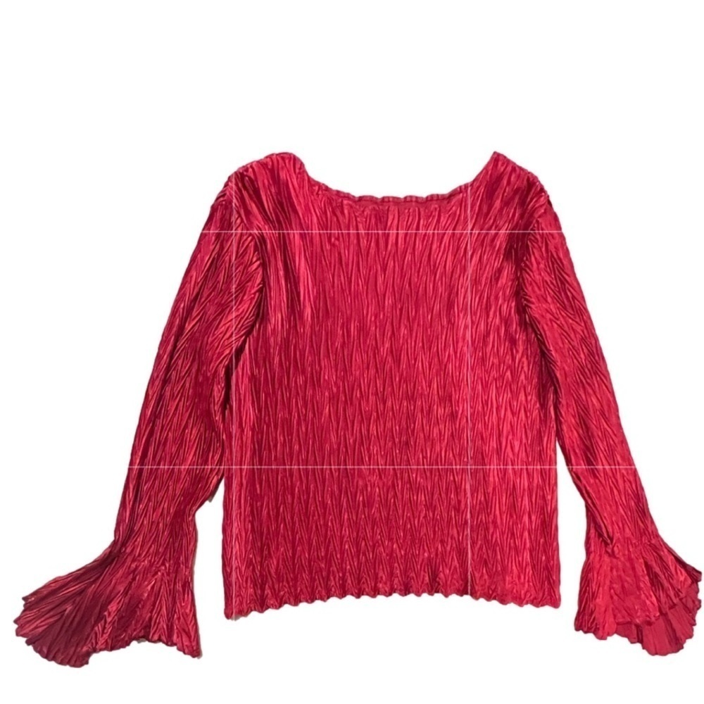 𝅺libra Red Bell Sleeve Textured Blouse‎ Women’s Size XL